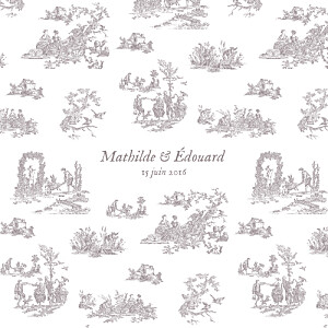 Faire-part de mariage Toile de jouy taupe Faire-part de mariage Toile de jouy taupe