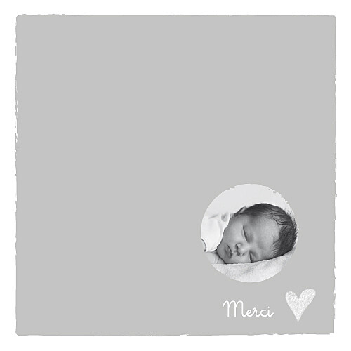 Carte de remerciement Petit coeur photo merci gris Carte de remerciement Petit coeur photo merci gris
