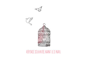 Carton d'invitation mariage Cage à oiseaux rouge Carton d'invitation mariage Cage à oiseaux rouge