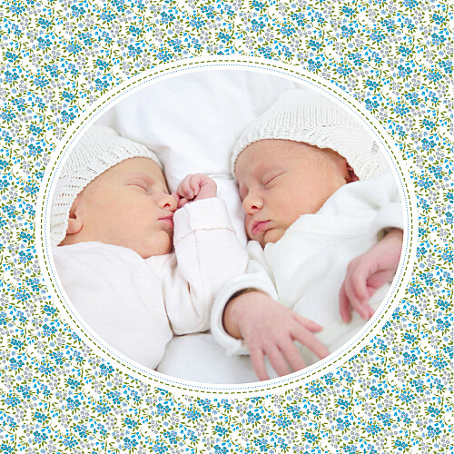 Faire-part de naissance Liberty jumeaux écusson photo bleu - Page 2