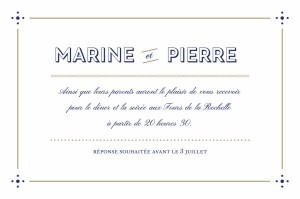 Carton d'invitation mariage Rétro bleu bronze Carton d'invitation mariage Rétro bleu bronze
