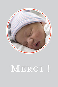 Carte de remerciement Merci médaillon gris Carte de remerciement Merci médaillon gris