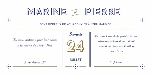 Faire-part de mariage Rétro bleu bronze Faire-part de mariage Rétro bleu bronze