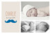 Faire-part de naissance Moustache paysage 3 photos turquoise Faire-part de naissance Moustache paysage 3 photos turquoise