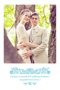 Carte de remerciement mariage Papel Picado (portrait) turquoise Carte de remerciement mariage Papel Picado (portrait) turquoise