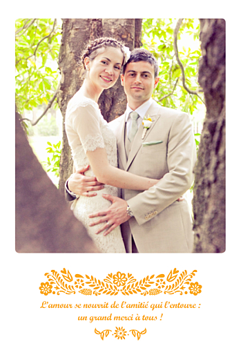 Carte de remerciement mariage Papel picado (portrait) soleil