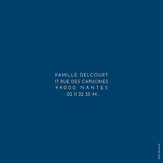 Faire-part de naissance Justifié bleu nuit - Verso Faire-part de naissance Justifié bleu nuit - Verso