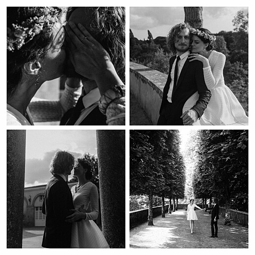 Carte de remerciement mariage Simple 4 photos blanc - Recto Carte de remerciement mariage Simple 4 photos blanc - Recto