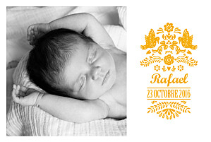 Faire-part de naissance Papel picado photo orange Faire-part de naissance Papel picado photo orange