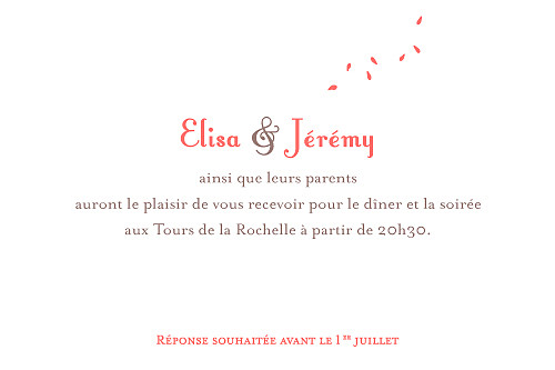Carton d'invitation mariage Bouquet corail Carton d'invitation mariage Bouquet corail