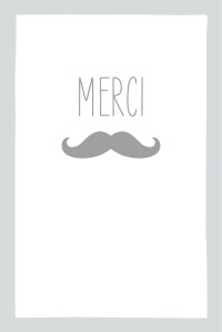 Carte de remerciement Moustache portrait photo gris