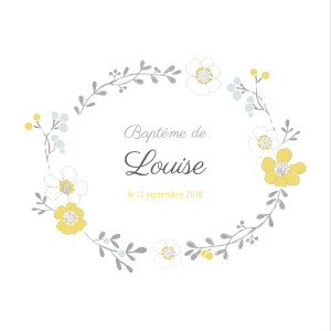 Faire-part de baptême Couronne de fleurs ocre