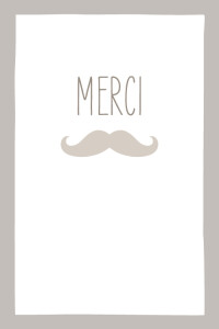 Carte de remerciement Moustache portrait taupe