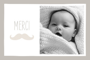 Carte de remerciement Moustache paysage photo taupe Carte de remerciement Moustache paysage photo taupe