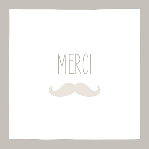 Carte de remerciement Moustache taupe - Recto