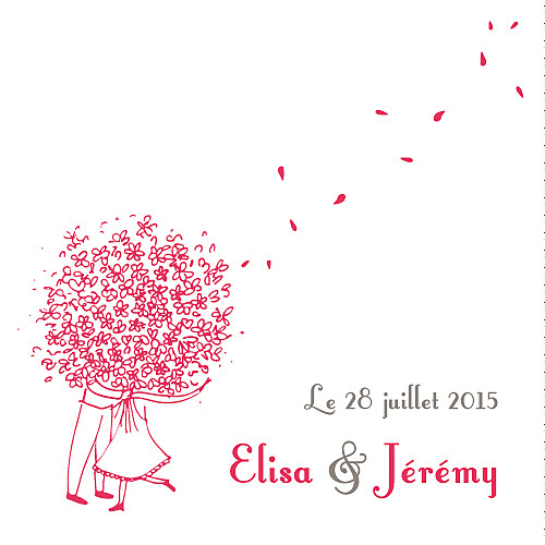 Etiquette perforée mariage Bouquet (carré) rouge - Recto Etiquette perforée mariage Bouquet (carré) rouge - Recto