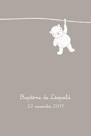 Menu de baptême Linge peluche (4 pages) taupe - Page 1 Menu de baptême Linge peluche (4 pages) taupe - Page 1