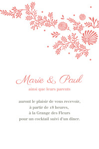 Carton d'invitation mariage Idylle corail