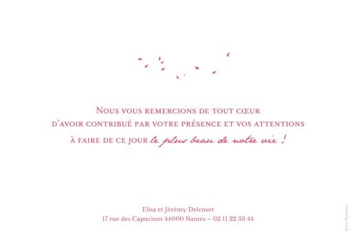 Carte de remerciement mariage Bouquet paysage rouge - Verso