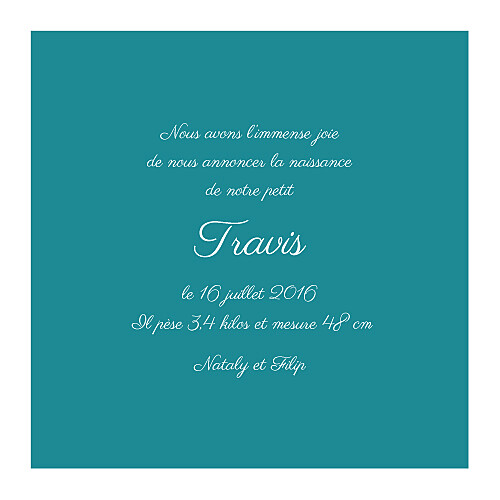 Faire-part de naissance Bilingue couronne turquoise Faire-part de naissance Bilingue couronne turquoise