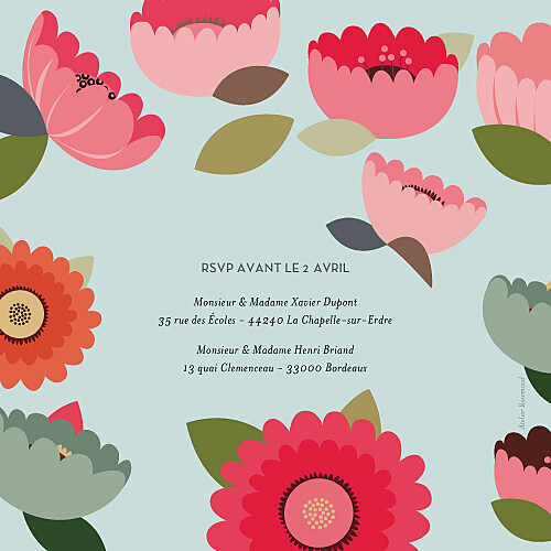 Faire-part de mariage Jardin bohème (4 pages) bleu Faire-part de mariage Jardin bohème (4 pages) bleu