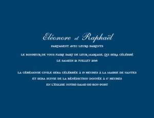 Faire-part de mariage Elégant (grand format) bleu marine Faire-part de mariage Elégant (grand format) bleu marine