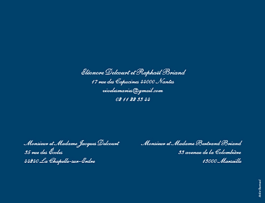 Faire-part de mariage Elégant (grand format) bleu marine Faire-part de mariage Elégant (grand format) bleu marine