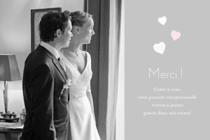 Carte de remerciement mariage Coeurs gris pâle Carte de remerciement mariage Coeurs gris pâle