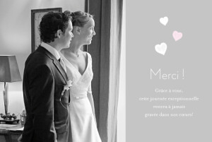 Carte de remerciement mariage Coeurs gris pâle Carte de remerciement mariage Coeurs gris pâle