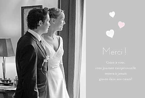 Carte de remerciement mariage Coeurs gris pâle Carte de remerciement mariage Coeurs gris pâle