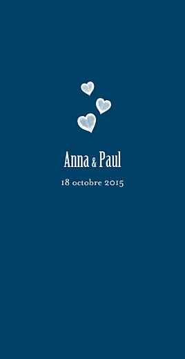 Menu de mariage Coeurs (4 pages) bleu marine Menu de mariage Coeurs (4 pages) bleu marine
