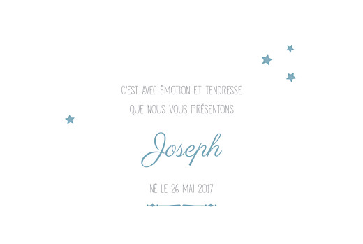 Faire-part de naissance Étoiles classique photo blanc bleu Faire-part de naissance Étoiles classique photo blanc bleu