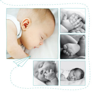 Faire-part de naissance Origami avion turquoise Faire-part de naissance Origami avion turquoise
