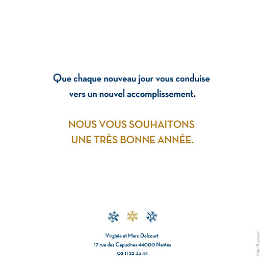 Carte de voeux Flocons bleu or Carte de voeux Flocons bleu or