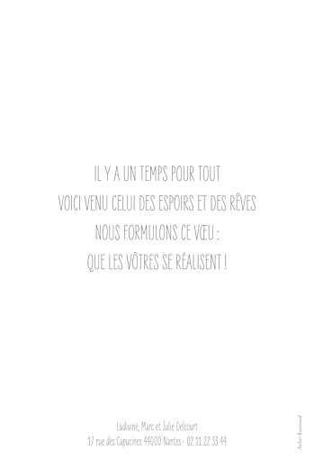 Carte de voeux Bonne année (portrait) blanc - Verso Carte de voeux Bonne année (portrait) blanc - Verso