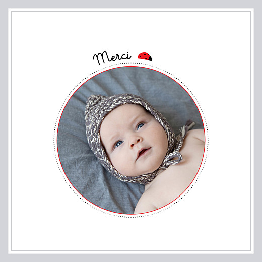 Carte de remerciement Petite coccinelle photo gris Carte de remerciement Petite coccinelle photo gris
