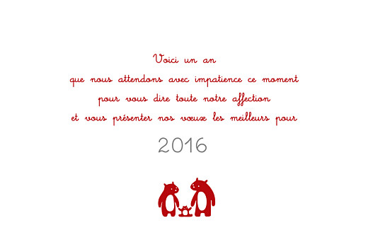 Carte de voeux Ours en famille rouge Carte de voeux Ours en famille rouge