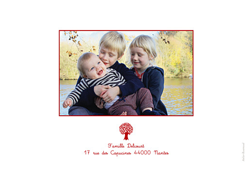 Carte de voeux Ours en famille rouge Carte de voeux Ours en famille rouge