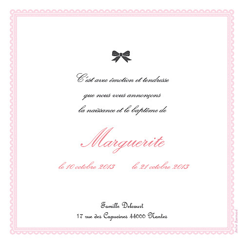Faire-part de naissance Versailles rose Faire-part de naissance Versailles rose