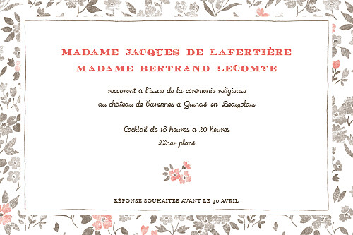 Carton d'invitation mariage A cup of tea corail Carton d'invitation mariage A cup of tea corail