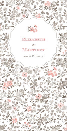 Menu de mariage A cup of tea corail Menu de mariage A cup of tea corail