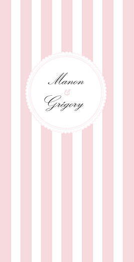 Menu de mariage Gourmand rayé rose Menu de mariage Gourmand rayé rose