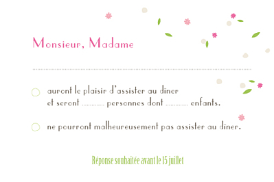 Carton réponse mariage Poupées russes fleurette finition Carton réponse mariage Poupées russes fleurette finition