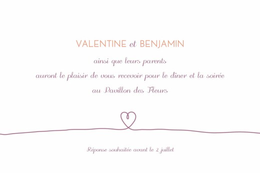Carton d'invitation mariage Tendresse violet - Page 1 Carton d'invitation mariage Tendresse violet - Page 1