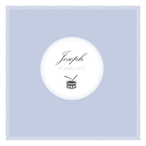 Faire-part de naissance Tambour photo bleu gris Faire-part de naissance Tambour photo bleu gris