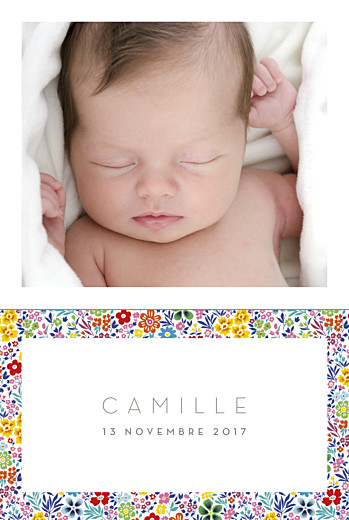 Faire-part de naissance Mille fleurs 4 photos jaune Faire-part de naissance Mille fleurs 4 photos jaune