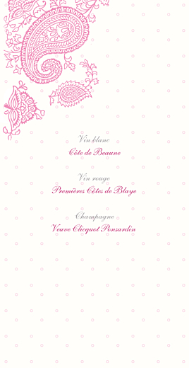Menu de mariage Plumetis (4 pages) framboise Menu de mariage Plumetis (4 pages) framboise