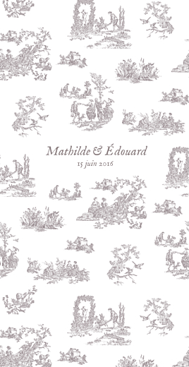 Menu de mariage Toile de jouy taupe Menu de mariage Toile de jouy taupe