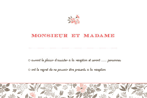Carton réponse mariage A cup of tea corail Carton réponse mariage A cup of tea corail