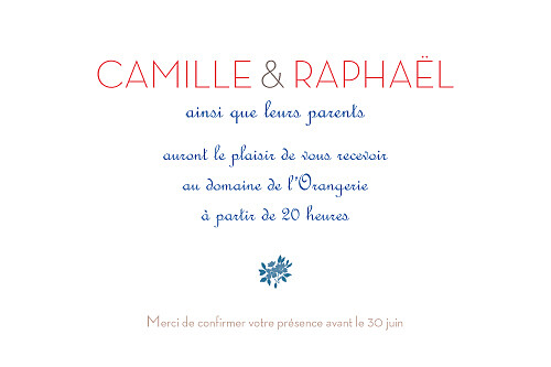 Carton d'invitation mariage Simplement liberty rouge Carton d'invitation mariage Simplement liberty rouge
